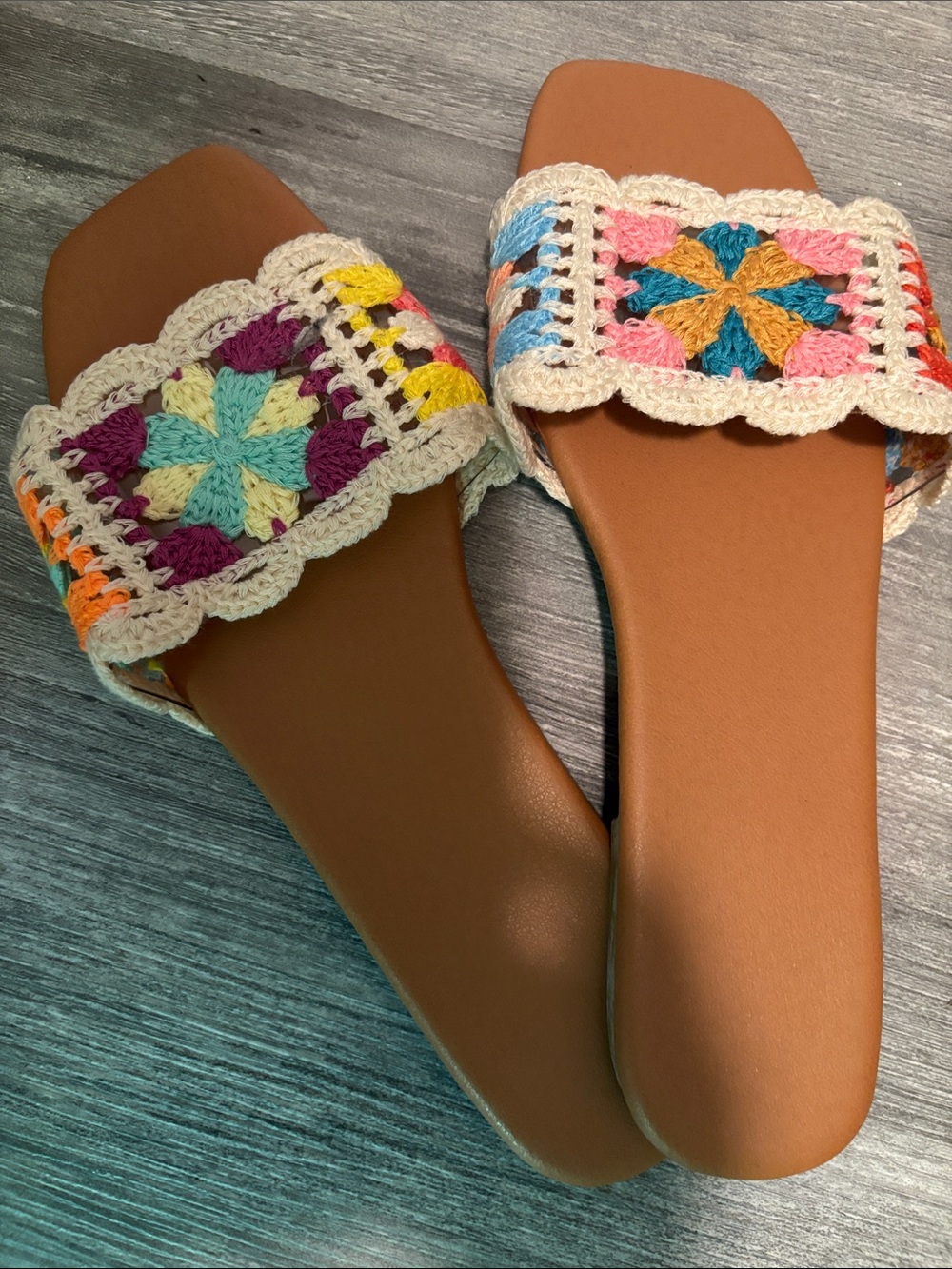 Women’s Crochet Slide Sandals - Multicolor